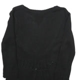 H&M Womens Black Plain Pullover V-Neck Basic Knit Jumper S Lightweight Acrylic