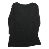 H&M Womens Black Plain Pullover V-Neck Basic Knit Jumper S Lightweight Acrylic