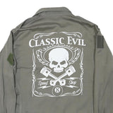 Mens Grey Cotton Blend Casual Jacket M Military Style Classic Evil Skull Print