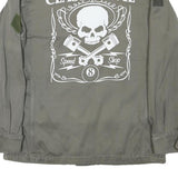 Mens Grey Cotton Blend Casual Jacket M Military Style Classic Evil Skull Print