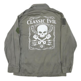 Mens Grey Cotton Blend Casual Jacket M Military Style Classic Evil Skull Print