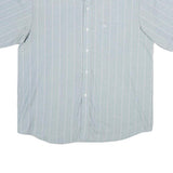 XING YU Mens Blue & White Stripe Polyester Blend Shirt M Casual Button Shirt