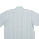 XING YU Mens Blue & White Stripe Polyester Blend Shirt M Casual Button Shirt