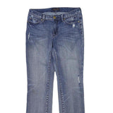 SEVEN 7 Womens Classic Blue Denim Straight Jeans W30 L31 Distressed Button