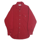 CITY JEANS Mens Red Shirt L Cotton Classic Button Pocket Casual