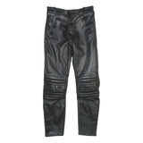 DAMEN Mens Black Leather Regular Fit Trousers W30 L32 Zip Closure Stylish