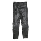 DAMEN Mens Black Leather Regular Fit Trousers W30 L32 Zip Closure Stylish