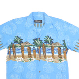FAVANT Mens Blue Hawaiian Shirt L Surf Tiki Tropical Print Cotton Relaxed Fit
