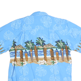 FAVANT Mens Blue Hawaiian Shirt L Surf Tiki Tropical Print Cotton Relaxed Fit