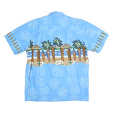 FAVANT Mens Blue Hawaiian Shirt L Surf Tiki Tropical Print Cotton Relaxed Fit