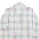 Mens White & Green Check Casual Shirt L Cotton Blend Long Sleeve Button Closure