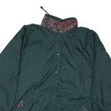 Womens Green Nylon Reversible Button Jacket L Plain Casual Lightweight Outerwear