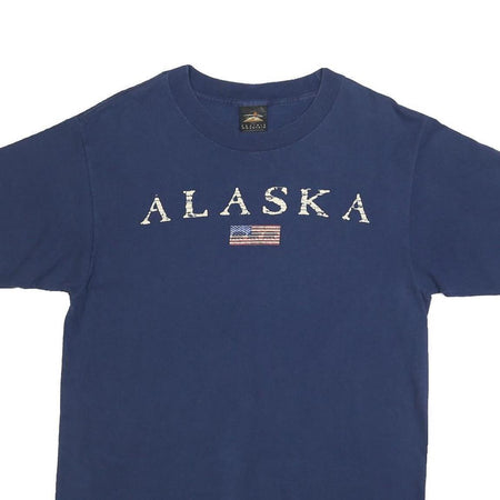 PRAIRIE MOUNTAIN Mens Blue Alaska Graphic T-Shirt M Short Sleeve Crew Neck