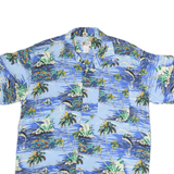 CHEROKEE Mens Blue Rayon Hawaiian Shirt M Island Print Beachwear Relaxed Fit
