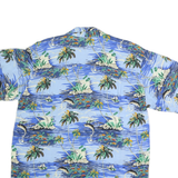 CHEROKEE Mens Blue Rayon Hawaiian Shirt M Island Print Beachwear Relaxed Fit