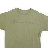 CHAMPION Mens Green Cotton Blend T-Shirt L Short Sleeve Crew Neck Logo