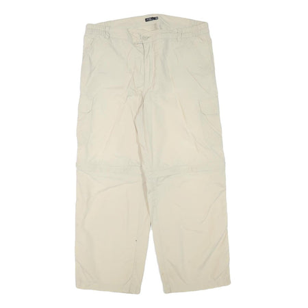 CASUAL X Mens Polyester Blend Beige Relaxed Cargo Trousers W35 L27 Casual Wear