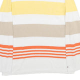 TOMMY HILFIGER Womens Orange & Cream Striped Cotton Blend Plain Crew Neck Jumper