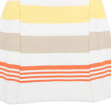 TOMMY HILFIGER Womens Orange & Cream Striped Cotton Blend Plain Crew Neck Jumper