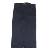 DICKIES Mens Cotton Blend Navy Regular Leg Trousers W32 L30 Classic Zip Closure