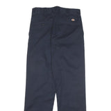 DICKIES Mens Cotton Blend Navy Regular Leg Trousers W32 L30 Classic Zip Closure