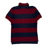 Tommy Hilfiger Striped Polo Shirt - Medium Burgundy Cotton