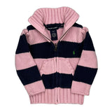 Age 2 Ralph Lauren Striped 1/4 Zip - 3XS Navy Cotton