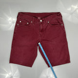 True Religion Denim Shorts - 34W 11L Red Cotton