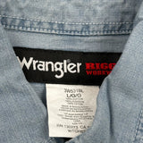 Wrangler Denim Shirt - Large Blue Cotton