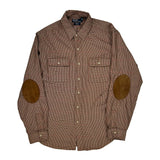 Whitfield Classic Fit Polo By Ralph Lauren Checked Shirt - Large Brown Cotton