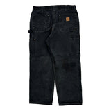 Carhartt Double Knee Carpenter Trousers - 34W 30L Black Cotton