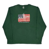 American Flag Design Polo By Ralph Lauren Graphic Long Sleeve T-Shirt - 2XL Green Cotton