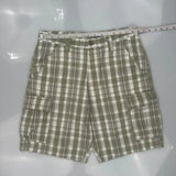 Wrangler Checked Cargo Shorts - 32W 8L Green Cotton