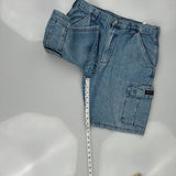 Wrangler Cargo Denim Shorts - 33W 9L Blue Cotton
