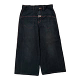 Wide Leg Unbranded Contrast Stitch Cargo Pants - 34W 29L Black Cotton
