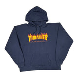 Thrasher Graphic Hoodie - Large Navy Cotton