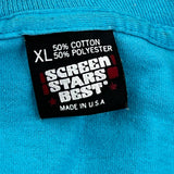 Single Stitch Blood Drive 1990 Screen Stars Graphic T-Shirt - XL Blue Cotton Blend