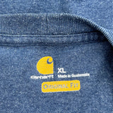 Original Fit Carhartt Spellout Long Sleeve T-Shirt - XL Blue Cotton