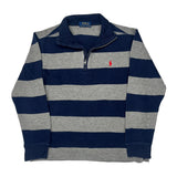 Age 12-13 Polo By Ralph Lauren Striped 1/4 Zip - Large Blue Cotton