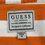 Guess Striped T-Shirt - Medium Orange Cotton