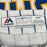 Milwaukee Brewers Majestic Striped Jersey - Small Blue Polyester