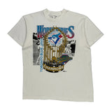 Single Stitch Toronto Blue Jays Fruit Of The Loom Graphic T-Shirt - XL White Cotton