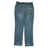 Carhartt Double Knee Carpenter Jeans - 32W 33L Light Wash Cotton Blend