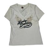 Harley Davidson Graphic T-Shirt - 2XL White Cotton