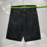 Avirex Wide Leg Graphic Denim Shorts - 34W 11L Gray Denim