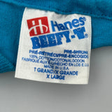 Hanes Single Stitch T-Shirt - XL Blue Cotton