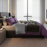 Anycozy UK King Bed Sheet Set – Purple & Light Grey Ultra‑Soft Luxury Egyptian Cotton Bedding Cover, 4‑Piece Ensemble