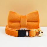 Anypet Large Sunset Orange Bow Cat Collar with Safety Buckle, Bell & Durable Adjustable Strap – Stylish Comfortable Pet Accessory for Cats