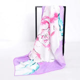 Anyyou Fashion Premium Satin Square Scarf – Light Purple Silk-Feel Neckwrap for Women