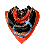 Anyyou Fashion Premium Satin Square Scarf –Red Black Silk-Feel Neckwrap for Women
